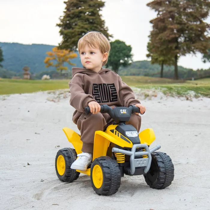 COSTWAY Quad Electrique pour Enfants 6V 4 Ah, Voiture Électrique Enfants avec Klaxon, LED, Pédale, 18 à 36 Mois, Jaune-1