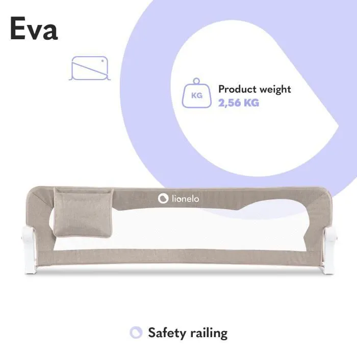 Barrière de lit bébé LIONELO Eva - Protection anti-chute 150cm - Filet aéré pliable-1