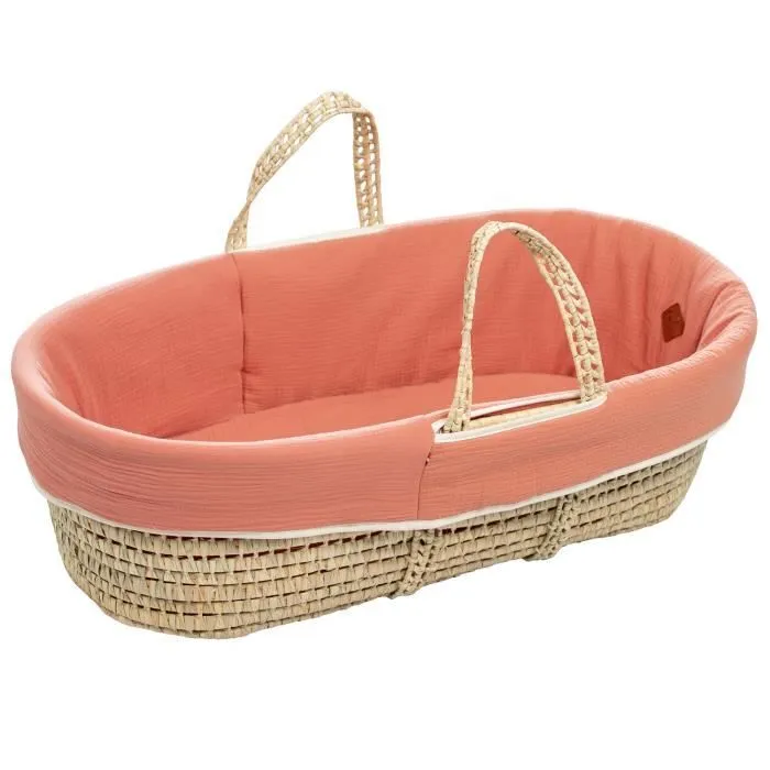 Couffin bébé avec Matelas Habillage et Drap Housse Terracotta Taille Unique-0
