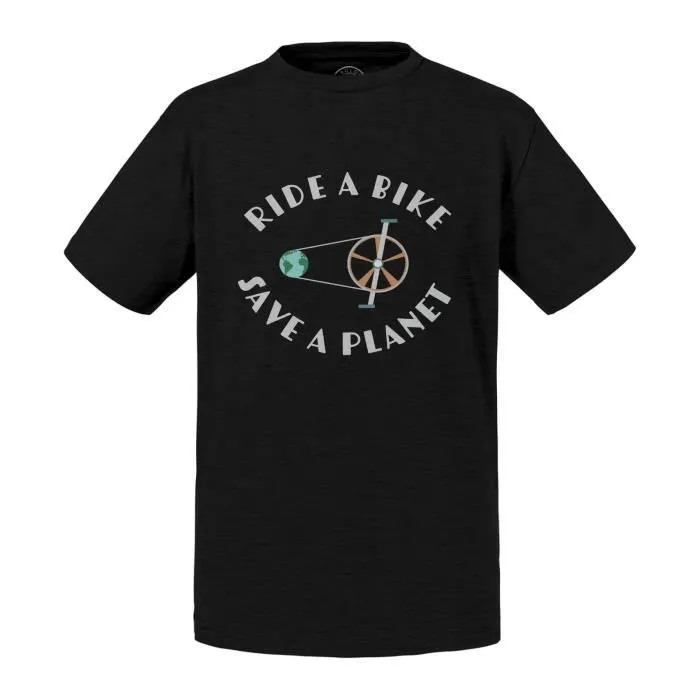 T-shirt Enfant Noir Ride a Bike Save a Planet Vélo Vert Ecologie-0