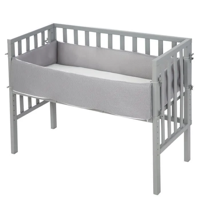 Lit Cododo ROBA - Gris - Matelas ventilé + Tour de lit + Barrière - Bébé - 0 mois - Naissance-2