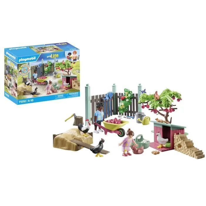 PLAYMOBIL 71510 Poulailler et jardin, My Life, 77 pièces, Dès 4 ans-2