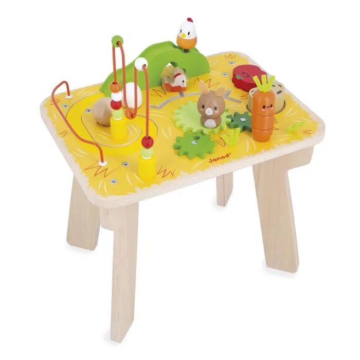 Table d'éveil - Janod - Ferme - 7 activités - Bois - 12 mois et plus-0
