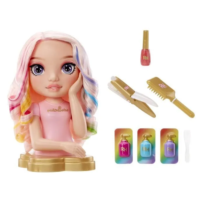 Rainbow High - Tête à coiffer Bella - 33cm - Colorer ongles et cheveux - Utilise les produits pour toi - Dès 4 ans-4