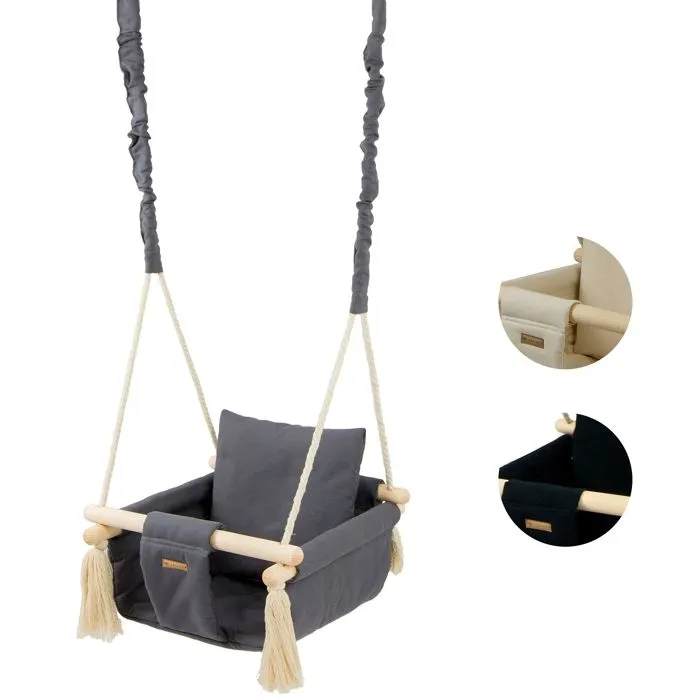 Balançoire bascule confortable pour enfants en bois coton terrasse jardin maison 1-4