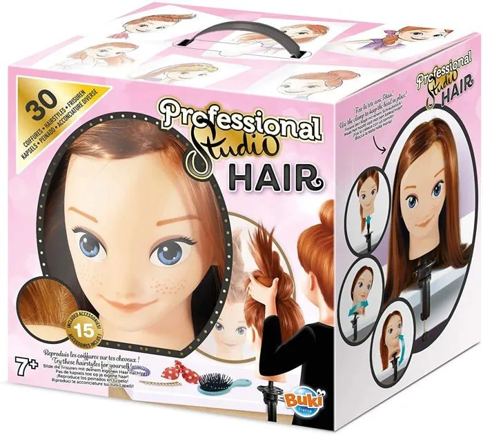 Kit de coiffure BUKI FRANCE Professional Studio Hair - Tête à coiffer de qualité professionnelle avec accessoires-1