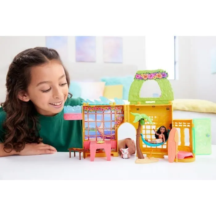 Disney Vaiana Histoires à empiler Coffret de maison de poupée avec une petite poupée Vaiana, 1 ami animal et 9 accessoires - MATTEL-1