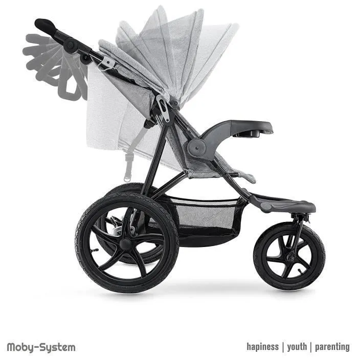 Moby-System Poussette Mountain Buggy 3 Roues, Pliable jusqu'à 15 kg, Tourne Facilement, Bandes Réfléchissantes, Ceinture à 5 Points-3