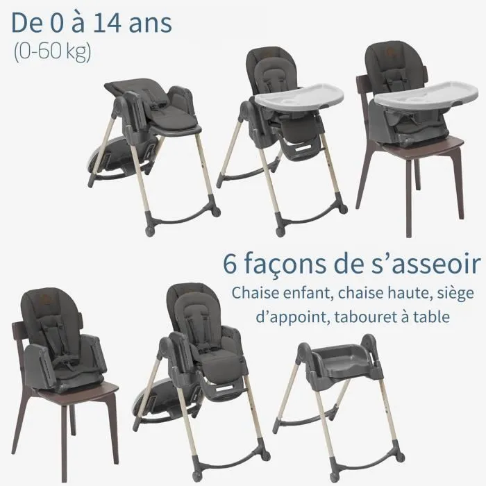 MAXI-COSI Minla Chaise haute évolutive - De la naissance à 6 ans - Beyond Graphite Eco-4