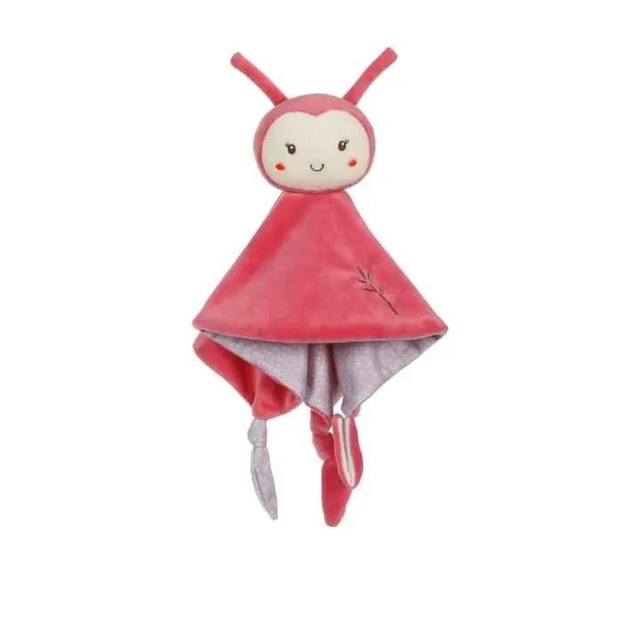 Carré Doudou - Bamboo - Coccinelle - 24 cm - Rose - Peluche douce pour bébé-0