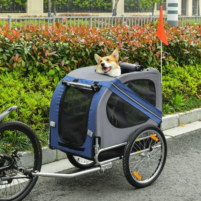 PawHut - remorque vélo chien - Acier - 130x73x90cm - Bleu et noir-2