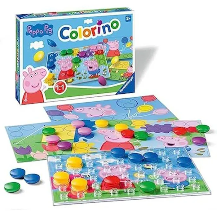 Ravensburger - Colorino - Peppa Pig - Jeu Éducatif - Jeu d'apprentissage des Couleurs et Manipulation - Motricité et créativité - À-0