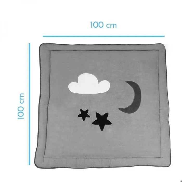 Tapis de jeu, de sol, d'éveil ou de parc bébé, enfant molletonné 1m x 1m - Gris - Monsieur Bébé-1