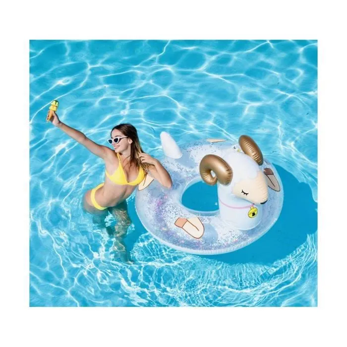 Bouée Gonflable Ronde - Air My Fun - Mouton à Paillettes - ø115cm-3