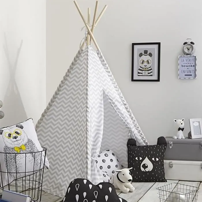 Tipi Déco pour Enfant - Hauteur : 160 cm - Coloris : Gris-0