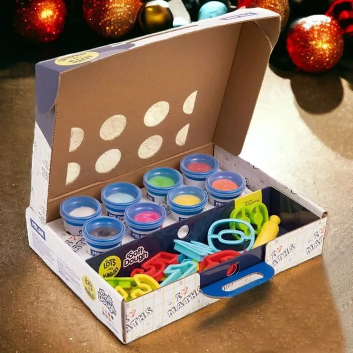 Coffret pâte à modeler souple 8 pots 59gr pâte à modeler Soft Dough avec outils et chiffres-1