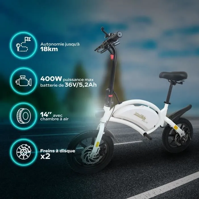 Draisienne électrique - URBANGLIDE - BIKE 140 WHITE - 36V - 350W - Pneus 14" - Autonomie 18KM - Vitesse max 25KM/h-1