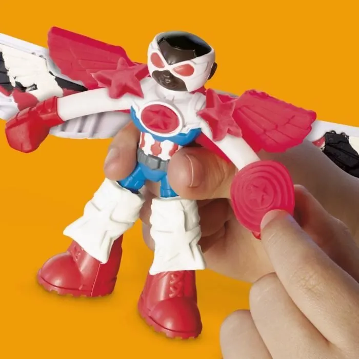 Play-Doh Captain America, coffret Moto tranchante avec figurine flexible, 3 accessoires et pâte à modeler, dès 4 ans, Marvel-4