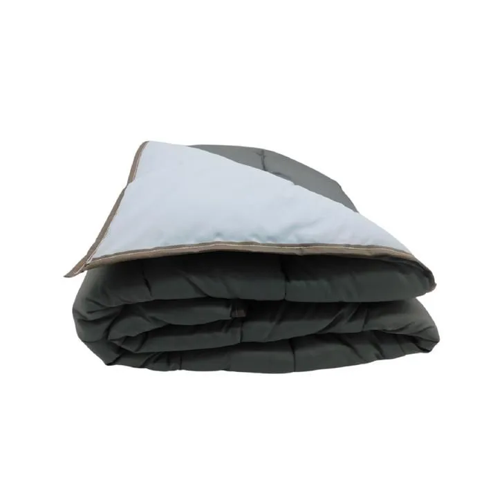 Couette - MORTREUX - 140x200 - Tempérée - Microfibre - Bicolore Gris foncé/Bleu ciel-0