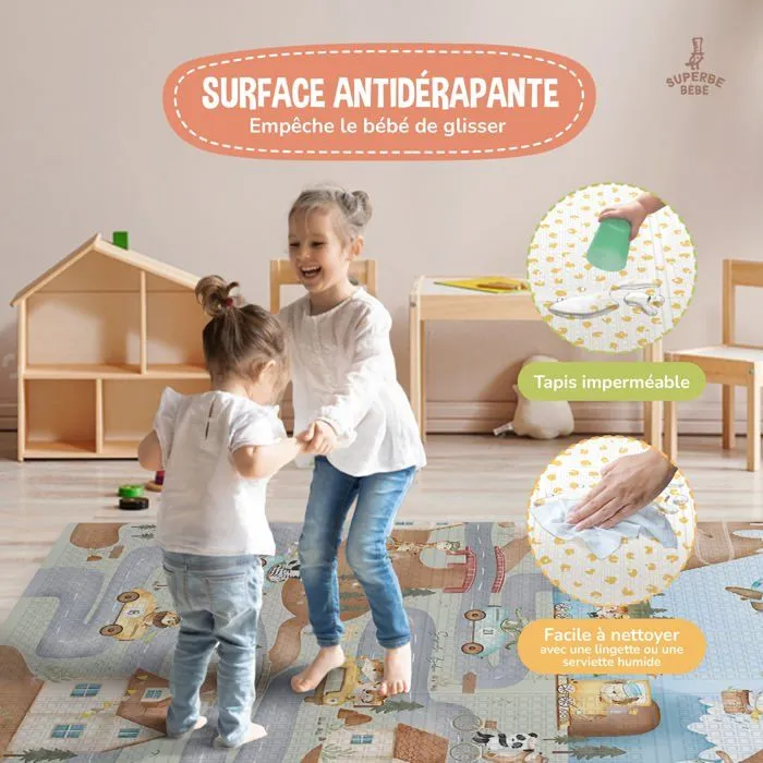 Tapis de Jeu en mousse, épais et pliable pour enfants - 180 x 120 x 1 cm - PTEROGLYPHE | SUPERBE BEBE-3