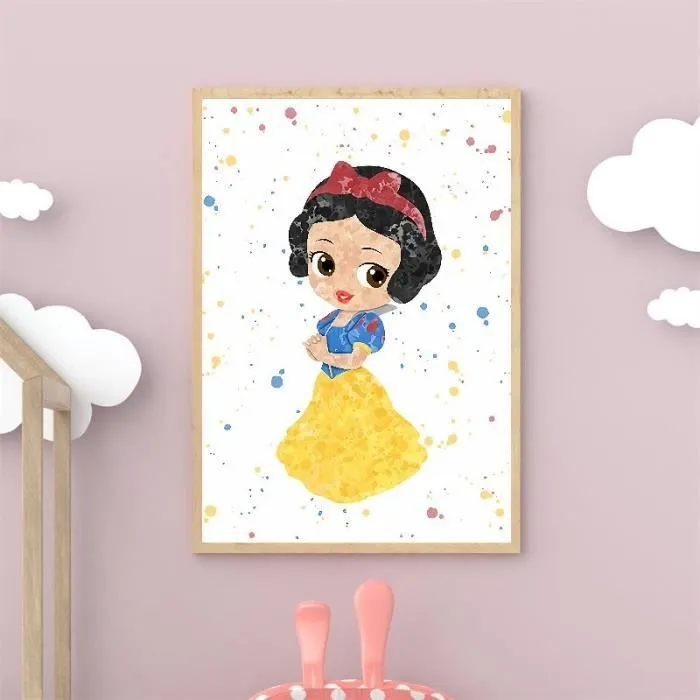 Toile Blanche Neige Princesse 30x40cm - Chambre Bébé Garcon Fille - Affiche Décorative Poster Décoration Maison-0