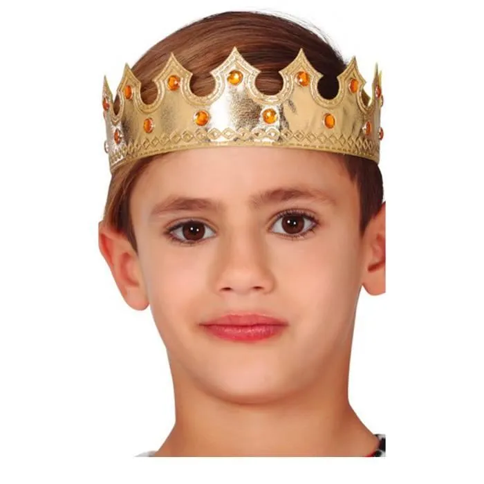 Couronne de Roi Dorée enfant pour les fêtes de Noël. Choisissez votre accessoire de Noël pour un défilé, une parade ou un-0