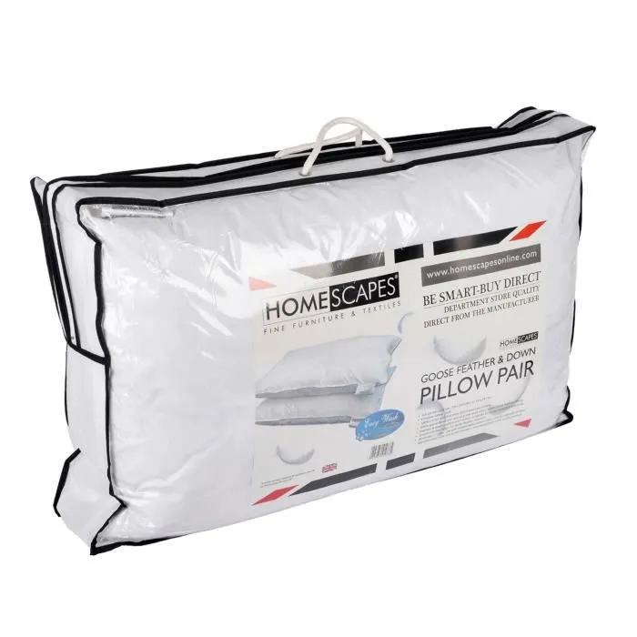 Oreillers naturels - Lot de 2 - HOMESCAPES - Duvet et plumes d'oie - 50 x 75 cm - Confort Souple Moyen-2
