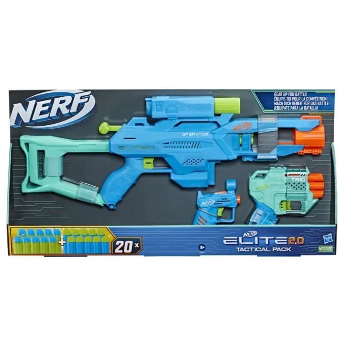 Pack tactique Nerf Elite 2.0 - NERF - Operator DB-2, Trio TD-3, Ace SD-1 - 20 fléchettes incluses-5