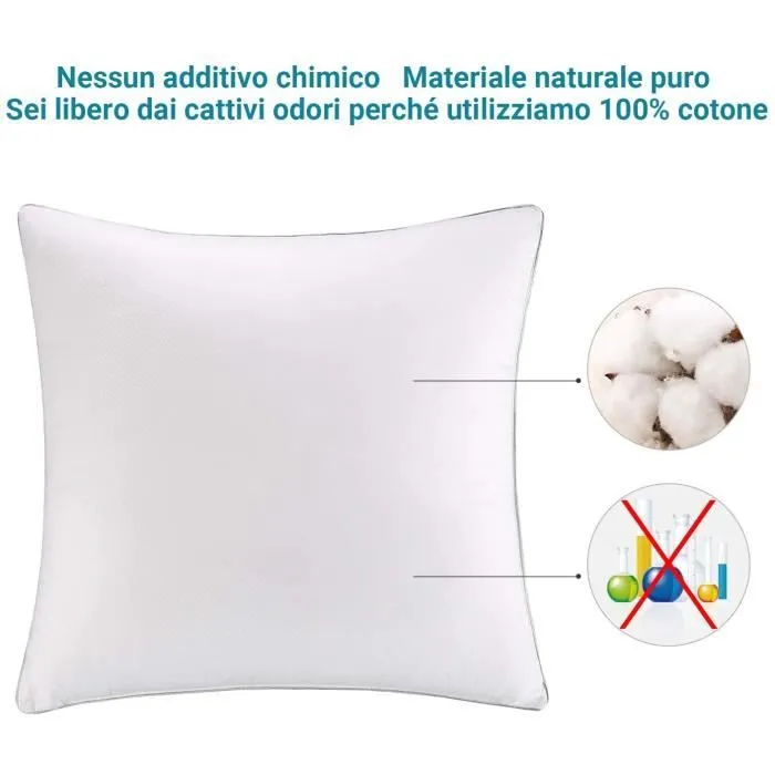 Oreillers 60x60 Lot de 2, Oreiller Ferme, Coussin, Garnissage Fibre Creuse, Blanc, Respirant, Anti-Acarien et Hypo-Allergénique-2
