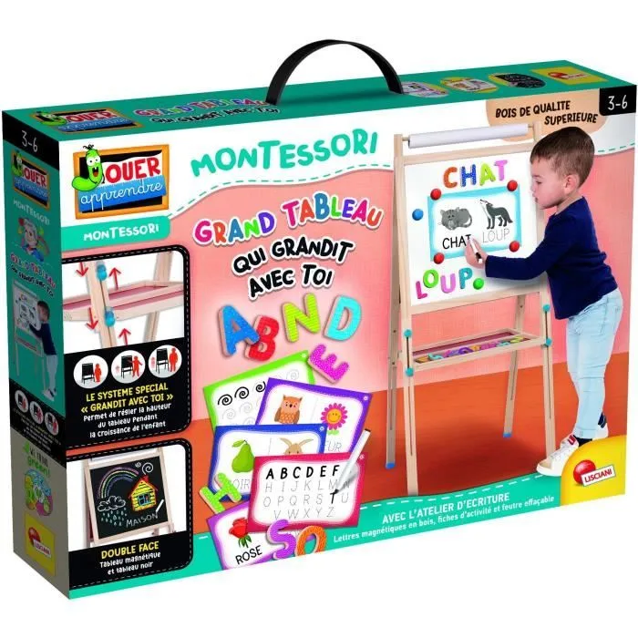 Tableau évolutif - LISCIANI - Montessori - Grand tableau en bois - Réglable et magnétique - Activités éducatives-0