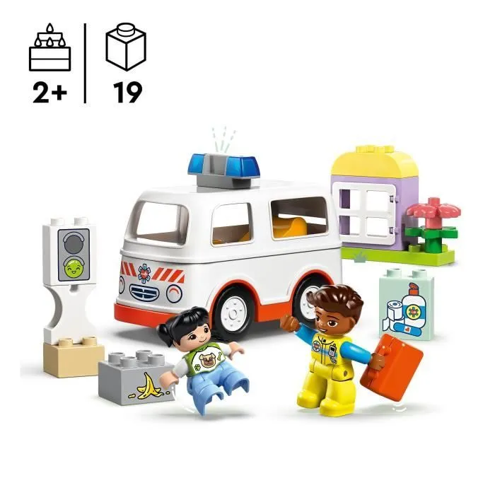 LEGO DUPLO 10447 L’ambulance et le chauffeur - Jouet interactif pour les enfants dès 2 ans-1