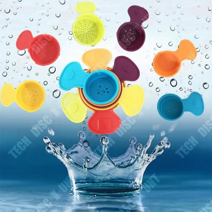 TD® Tasses empilables de tournesol amusantes et éducatives pour enfants empilant Jenga,jouets bain et de bain parent-enfant 6 ensemb-2