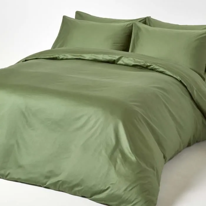 Drap-housse - Coton égyptien biologique - 400 fils - Vert mousse - 180 x 200 cm - Lavable en machine-2