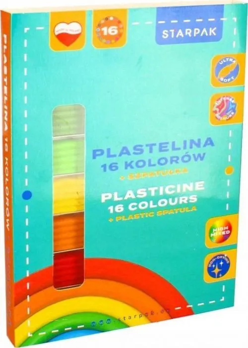 Jeu de pate a modeler Starpak - STK PLA110 - PLASTELINA 16KOL FALISTA SZPATULKA STK PUD 1/40-0