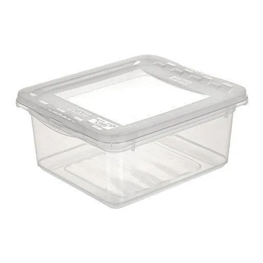 Boîte de Rangement Plastique BASIXX 1,7 Litres Transparent - OKT - 195 x 165 x 85 mm - Ventilation - Empilable-0