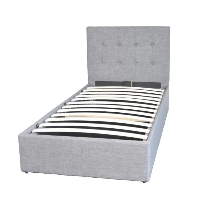 Lit coffre 90x190 sommier inclus Mily Gris foncé - WEBER INDUSTRIES - Elégance - Chic - A lattes-1