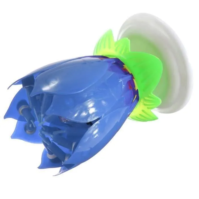 Bougie d'anniversaire fleur musicale lotus rotatif SMRT U - Bleu-0