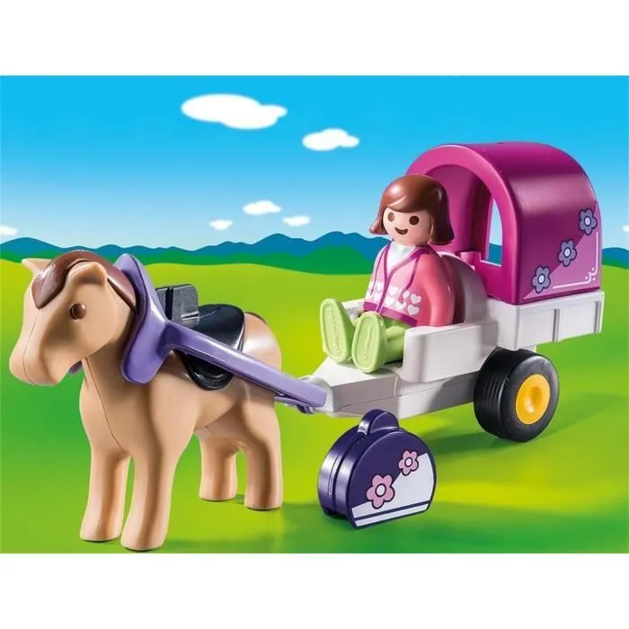 PLAYMOBIL 1.2.3 - 9390 - Carriole avec cheval pour enfant de 18 mois et plus-2