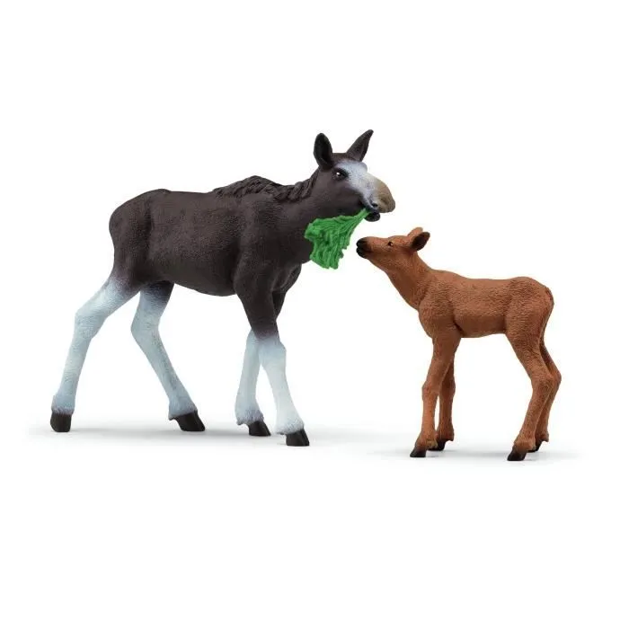 Figurine Élan Femelle avec Veau, Coffret schleich avec maman élan et son bébé, pour enfants dès 3 ans - Schleich 42603 WILD LIFE-1