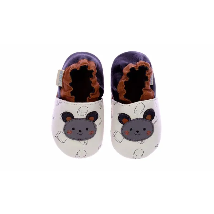 Chaussons - ROBEEZ - Geometric Style - Cuir - Blanc - Confort optimal-1