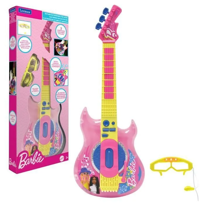 Guitare Électronique Lumineuse avec Micro en forme de lunettes Barbie-0