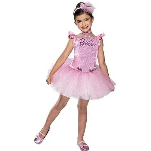 RUBIE'S 702186M COSTUME DE BALLERINE BARBIE POUR FILLE, ROSE, TAILLE M-0