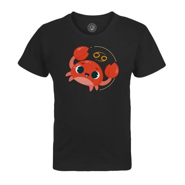 T-shirt Enfant Noir Cancer Signe astrologie Zodiaque Dessin Symbole Illustration-0