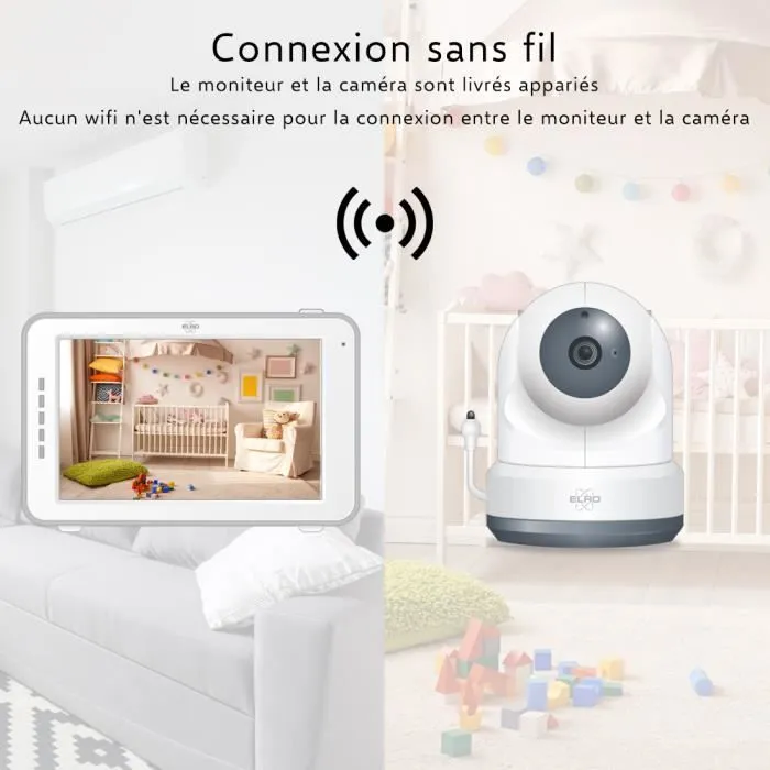 ELRO BC3000-2 Baby Monitor Royale HD Babyphone avec écran Tactile de 12,7 cm et Application - avec caméra supplémentaire-1