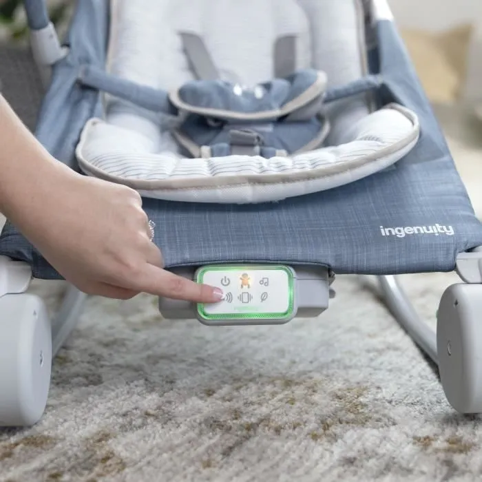 INGENUITY Transat Happy belly - Chambray, Position fixe ou à bascule, Pliage ultra-compact avec sac de rangement fourni-1