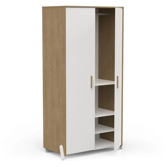 Armoire 2 portes - NAILI - Hamilton / Blanc mat - 89,1 x 50 x 183 cm - DEMEYERE-1