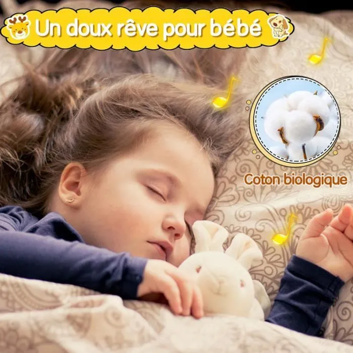 2 pièces Bébé Jouet Hochet, Hochet bébé en coton bio, Hochet Jouets avec cloche, Jouet Éducatif Cadeau pour Bébé Nouveau-né, 3 Mois-3
