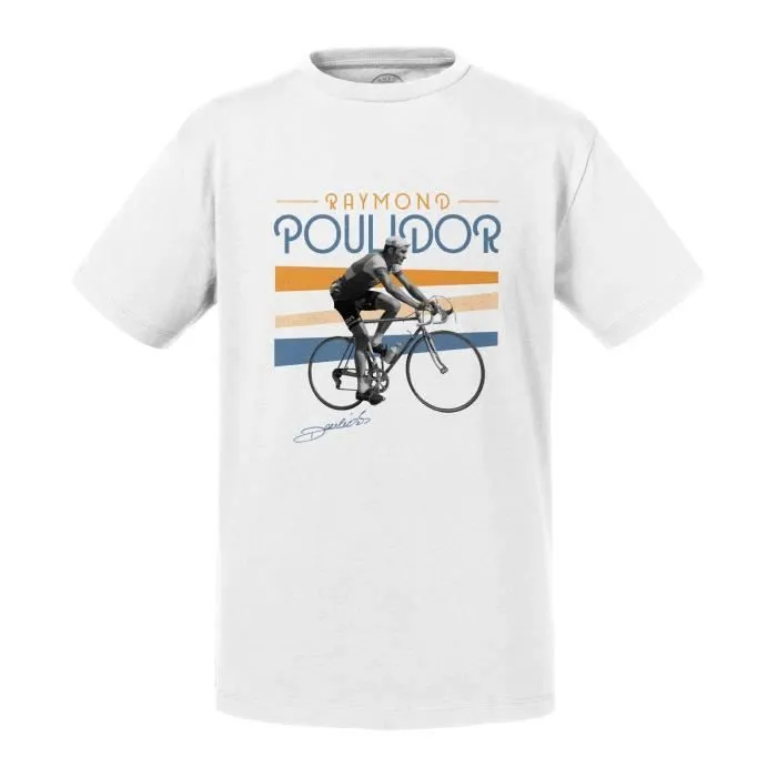 T-shirt Enfant Blanc Raymond Poulidor Vintage Vélo France Cyclisme Tour-0