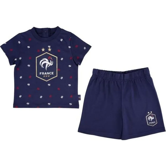 Ensemble t-shirt short bébé garçon FFF - Collection officielle Equipe de France de Football-0