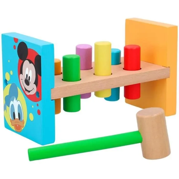 Jeu Marteau en Bois Mickey - Disney - Pour Enfants de 2 Ans - Jouet éducatif Montessori-1